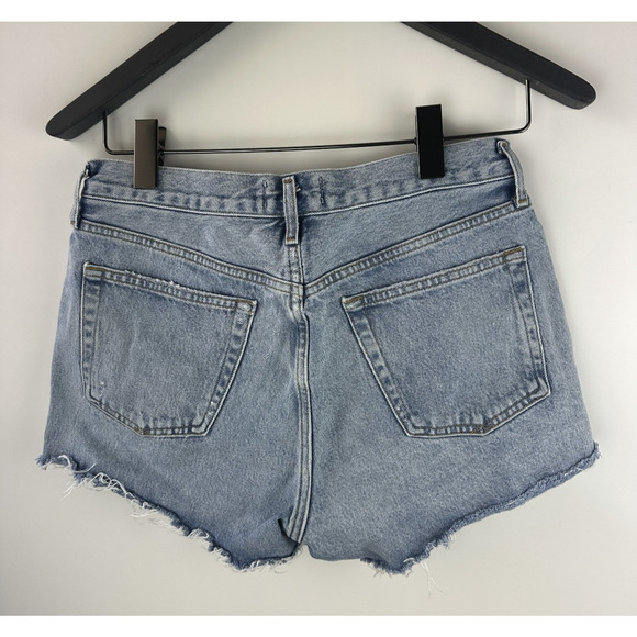 Agolde Parker Cut Off Distressed Jean Shorts Raw Hem Blue Denim Women's Size 27 - Picture 11 of 12